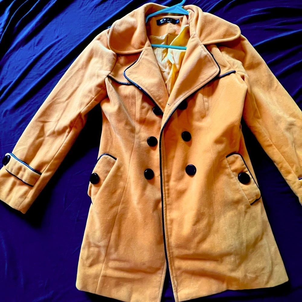 Mustard coat jacket sweater perfect for fall